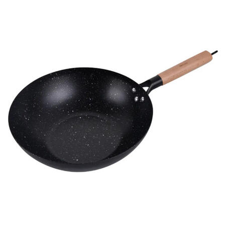 WOK panna 30 cm, oglekļa tērauds, marmora nepiedegošais pārklājums, koka rokturis,KINGHoff KH 1983 (KH 1983)