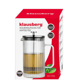 Пресс для кофе/ чая, 1L, стекло, KB 7758, Klausberg (KB 7758)