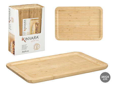 Прямоугольная бамбуковая разделочная доска, 1×34×24 см, 11637, Kinvara (11637)