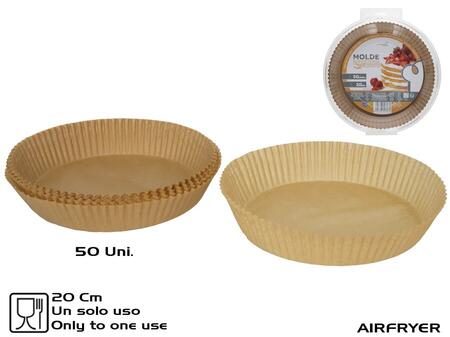 Gaisa fritiera papīra cepamforma 20 cm (50 gab.), 5 x 23 x 23 cm, KITCHEN&GO (8445393196985)