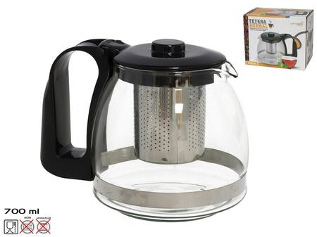 Stikla tējkanna ar tējas filtru 700 ml, zāļu tējai, 11 × 12,5 × 16 cm, KITCHEN&GO (8430540936811)
