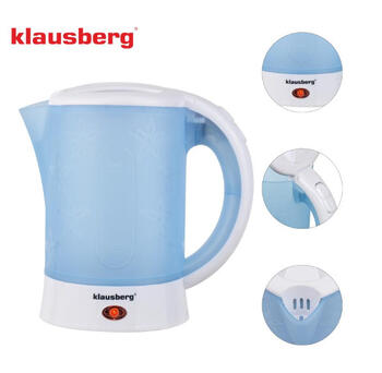 Электрический дорожный чайник, 0.6L, 650W, 2 чашки + 2 чайные ложки, KB 9045, Klausberg (KB 9045)