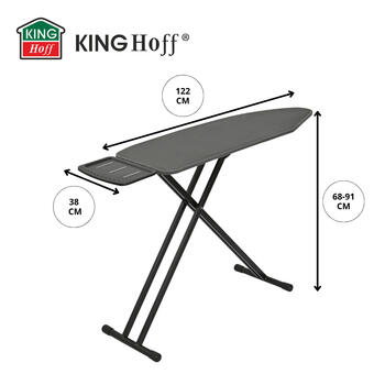 Гладильная доска с подставкой, 122 × 38 см, 7 уровней регулировки высоты, KINGHOFF, KH 1940 (KH 1940)