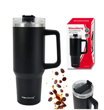 Termokrūze ar salmiņu, melna, 1100 ml, nerūsējošais tērauds, Klausberg, KB 7942 (KB 7942)