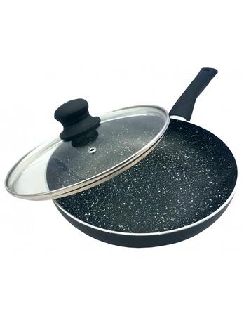 Panna ar vāku, keramikas–marmora nepiedegošs pārklājums Ø 28cm, dziļums 5.2 cm King hoff KH 3959 (KH 3959)