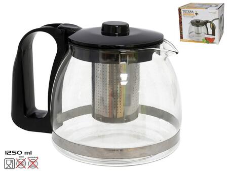 Stikla tējkanna ar tējas filtru 1250 ml, zāļu tējai, 13 × 14 × 19 cm, KITCHEN&GO (8430540936828)