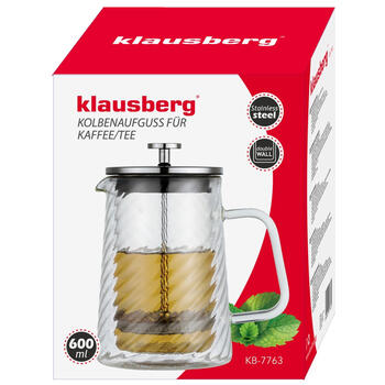 Kafijas/ tējas prese, stikla 600 ml  Klausberg, KB 7763 (KB 7763)
