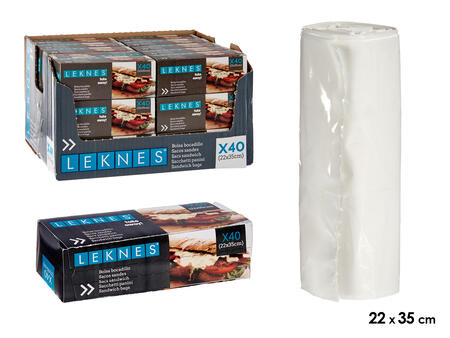 Plastmasas sviestmaižu maisi, 40 gab., 4.4×14.3×5.3 cm, 87072, Leknes (87072)