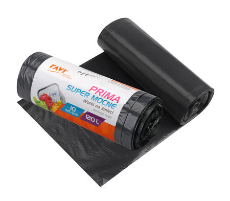 Мешки для мусора PRIMA LDPE 120 л, 70 x 110 см, 10 шт., черные, 18.5 x 7 x 7, 10717, Simple Solution (10717)