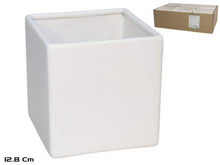Adara balts keramikas puķu pods 12,8x12,8x12 cm, GARDEN ENJOY (8445393401973)