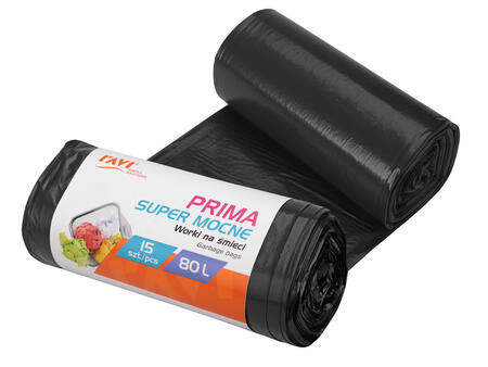 Мешки для мусора PRIMA LDPE 80 л, 60 x 100, 15 шт., черные, 60 x 100 x 0, 00798, Simple Solution (00798)