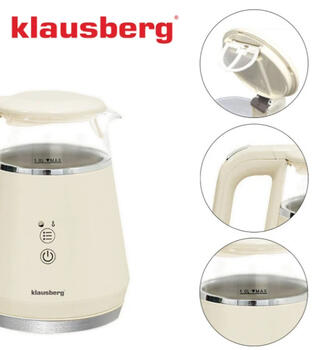 Электрический чайник Klausberg KB 7893 из стекла со светодиодной панелью управления, объемом 1,0 л и (KB 7893)