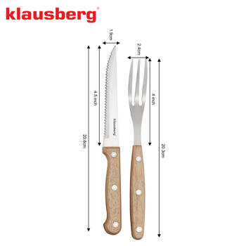 8 предметов для стейка и BBQ, нержавеющая сталь и дерево, Klausberg KB 7976 (KB 7976)