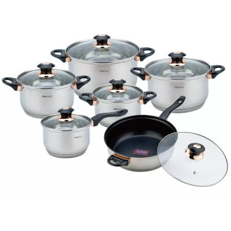 Katlu komplekts,12 priekšmeti, katli: 2*2.1L, 2.9L, 3.9L, 6.6L, panna Ø24 KINGHoff panna KH 1767 (KH 1767)