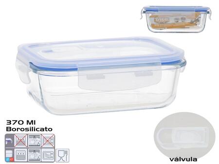 Borosilikāta glabāšanas kārba ar vārstu 370ml, izmērs 5.5 x 15.5 x 11.5 cm, KITCHEN&GO (8445393578781)