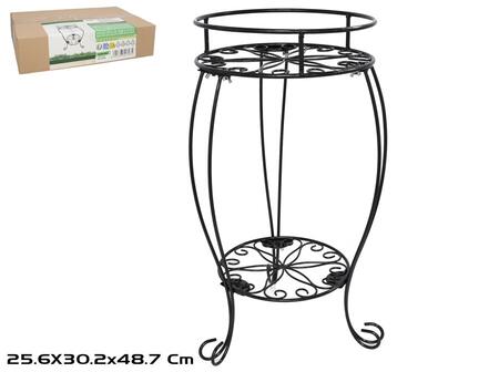 Двухъярусный цветочный горшок 30,2x30,2x48,7 см чёрный, GARDEN ENJOY (8445393427935)