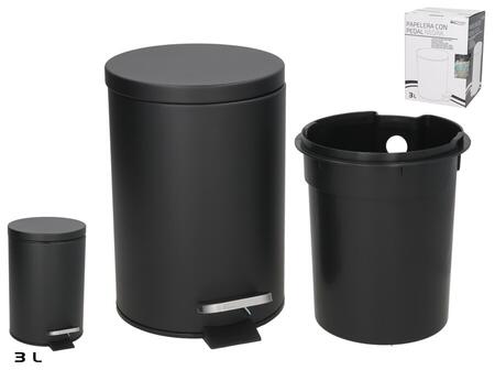 Atkritumu tvertne ar pedāli, 3 l, melna, 21.00 x 16.80 x 24.50, BATH&GO (8445393444871)