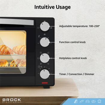 Духовка с конфорками BROCK TO 3002 B 30L, 1600W (TO 3002 BK)