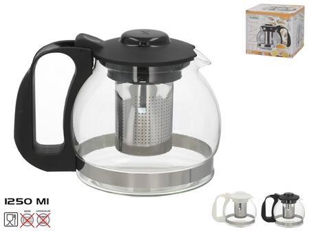 Stikla tējkanna ar metāla sietiņu 1,2 l, 18,5 x 13 x 13,5 cm, KITCHEN&GO (8445393554945)