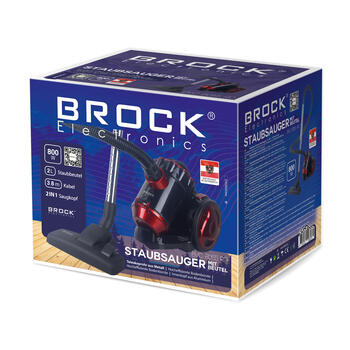 Cikloninis dulkių siurblys be maišelio BROCK BVC 8055 RD, 2L, 800W (BVC 8055 RD)
