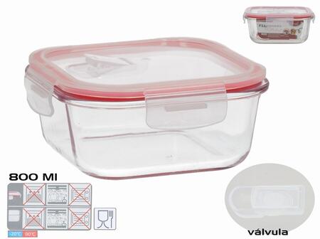 Kvadrātveida pusdienu kārba 800 ml, 7 x 15,5 x 15,5 cm, KITCHEN&GO (8445393578644)