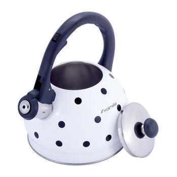 Чайник из нержавеющей стали со свистком, 2,0 л (белый), 1070 WH, Kamille (1070 WH)