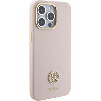 Guess Silicone Logo Strass 4G Back Case Защитный Чехол для Apple iPhone 15 Pro Max (GUHCP15XM4DGPP)
