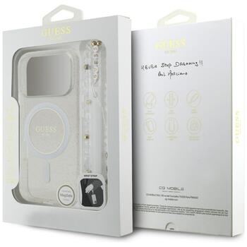 Guess IML Glitter Pearl Strap MagSafe Case Чехол для Apple iPhone 17 Pro (GUHMP17LHGCRELST)