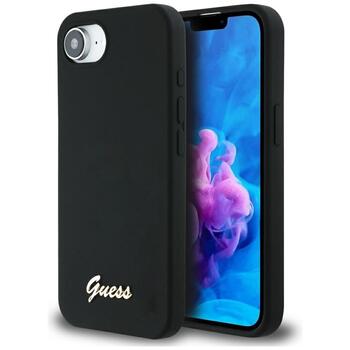 Guess Silicone Script Metal Logo MagSafe Чехол для Apple iPhone 16e (GUHMPSE4SMBSLK)