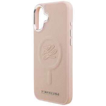 Case Karl Lagerfeld Initial & Metal Logo MagSafe Защитный чехол для iPhone 16 Plus / розовый (KLHMP16MPGFKLRDP)