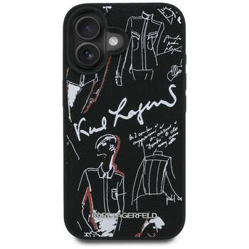 Karl Lagerfeld Grained Pattern & Logo MagSafe Case Защитный чехол для iPhone 16 / чёрный (KLHMP16SPGGRMPK)