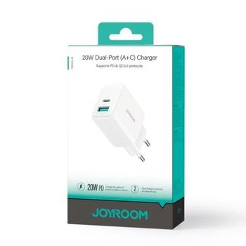 Joyroom Travel Charger C+U Зарядное устройство PD 20W QC 3.0 / белый (JR-TCF21-WHT)