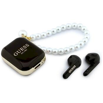Guess Pearl Strap Earphones TWS Беспроводные наушники / чёрный (GUTWSLD2HSPEK)