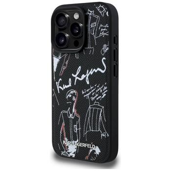 Karl Lagerfeld Grained Pattern & Logo MagSafe Защитный чехол для iPhone 16 Pro Max / чёрный (KLHMP16XPGGRMPK)