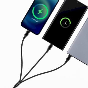 OBAL:ME 3in1 AllConnect Fast Charge Cable USB-A/USB-C, Lightning, Micro-USB 1.2m Uzlādes kabelis / melns (OM18CLMBL)