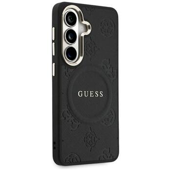 Guess Saffiano Peony Embossed Ring MagSafe Case Защитный чехол для Samsung Galaxy S26 / чёрный (GUHMS26SPSAMSECK)
