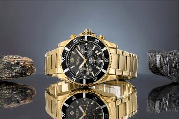 Giewont Chronograph Sapphire Vīriešu rokas pulkstenis / zelta/melns (GW3970-B7)