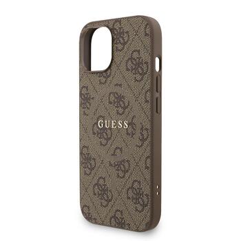 Guess PU Leather 4G Colored Ring Strap MagSafe Case Aizsargapvalks priekš iPhone 15 / brūns (GUHMP15SP4GREGSW)