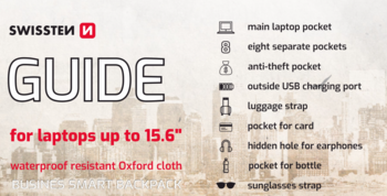 Swissten Laptop Backpack Mugursoma portatīvajiem datoriem 15.6