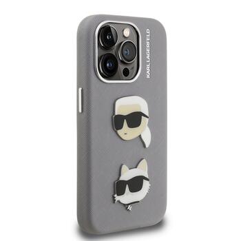 Karl Lagerfeld Grained PU K&CH Heads Case Aizsargapvalks priekš Apple iPhone 15 Pro (KLHCP15LPSFDHPG)