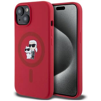 Case Karl Lagerfeld Silicone Karl&Choupette Heads Ring MagSafe Защитный чехол для iPhone 15 / красный (KLHMP15SSCMKCRHR)
