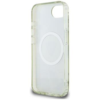 Case Guess IML Metal Glitter Flowers Triangle MagSafe Защитный чехол для iPhone 16e / 17e / зелёный (GUHMPSE4HFLPEDN)