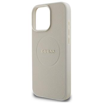 Guess GUHMP16XPGHSMME Hardcase Grained Ring MagSafe Aizsargapvalks priekš iPhone 16 Pro Max 6.9