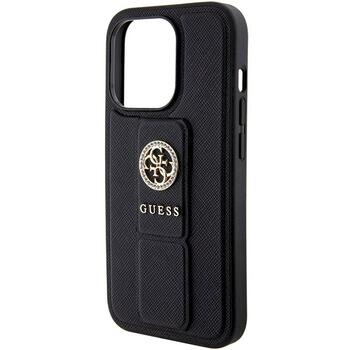 Guess GUHCP15XPGSSADK Grip Stand 4G Saffiano Strass Защитный чехол для iPhone 15 Pro Max 6.7