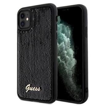 Guess GUHCN61PSFDGSK Sequin Script Metal Aizsargapvalks priekš iPhone 11 / Xr 6.1