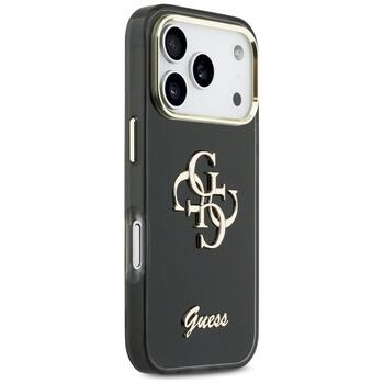 Guess IML 4G Script Metal Case Aizsargapvalks priekš iPhone 17 Pro / melns (GUHCP17L5HC4MLSK)