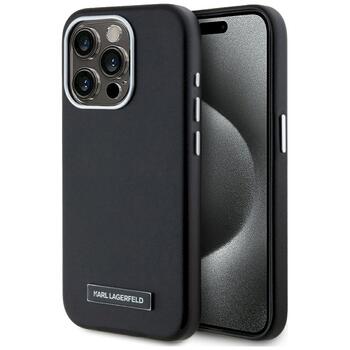Karl Lagerfeld FW Metal Plate MagSafe Aizsargapvalks priekš iPhone 15 Pro Max / melns (KLHMP15XPGMSRPK)