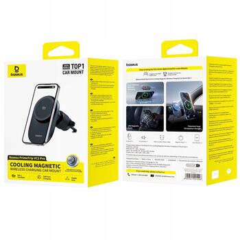Baseus PrimeTrip VC2 Pro Cooling Magnetic Clamp Car Mount Автомобильный держатель с беспроводной зарядкой 25W / космический чёрный (C0013N00)