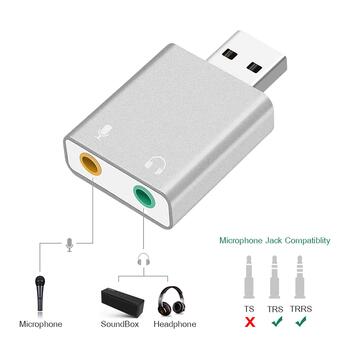 RoGer USB Аудио картa с микрофонным входом / Virtual 7.1 / серебряный (RO-SOUNDCARD7.1-SI)