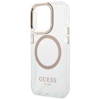Guess GUHMP14LHTRMD Metal Outline MagSafe Aizsargapvalks priekš iPhone 14 Pro 6,1